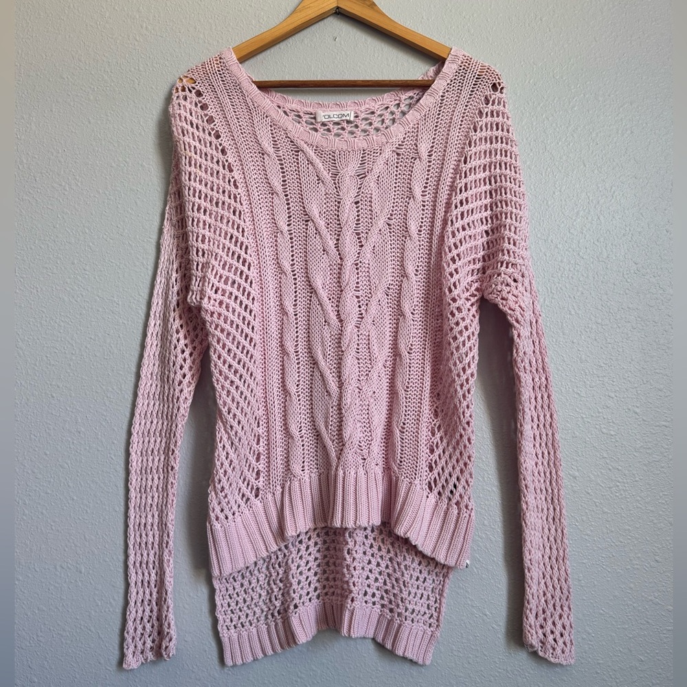Pink open knit oversized sweater, pink, Volcom